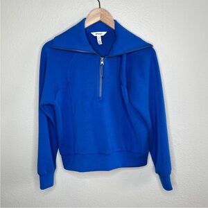 SPANX Air Essentials Half Zip Cerulean Blue half zip pullover sweatshirt S